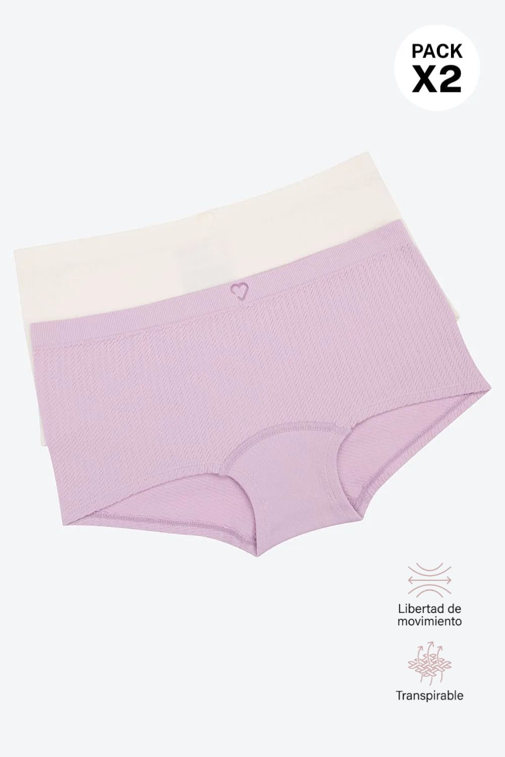 Bóxer para adolescentes sin costuras en los costados paquete x2